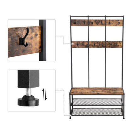 Garderoberek XL Industrieel Design | Houtlook en Staal | 100x40x186cm