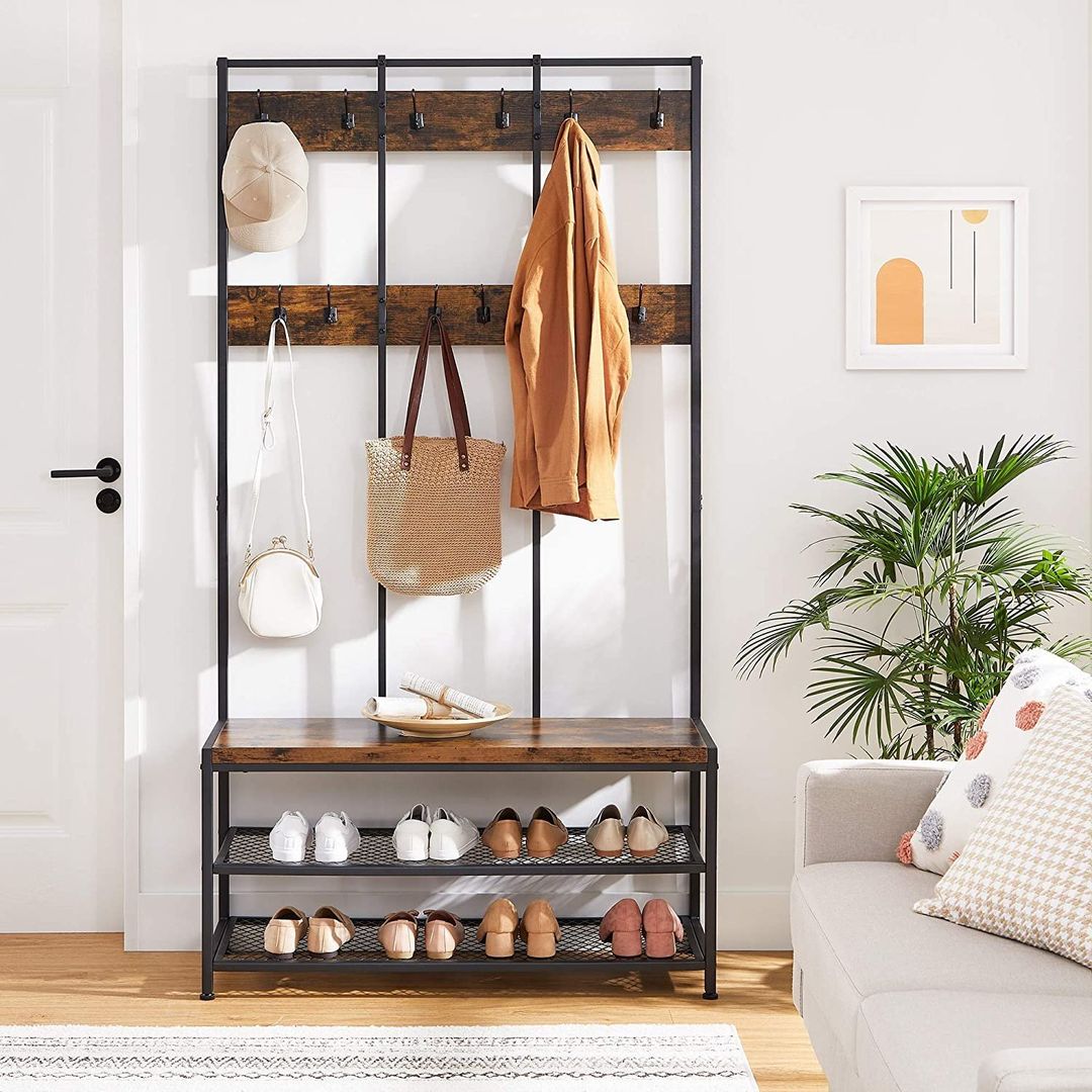 Garderoberek XL Industrieel Design | Houtlook en Staal | 100x40x186cm