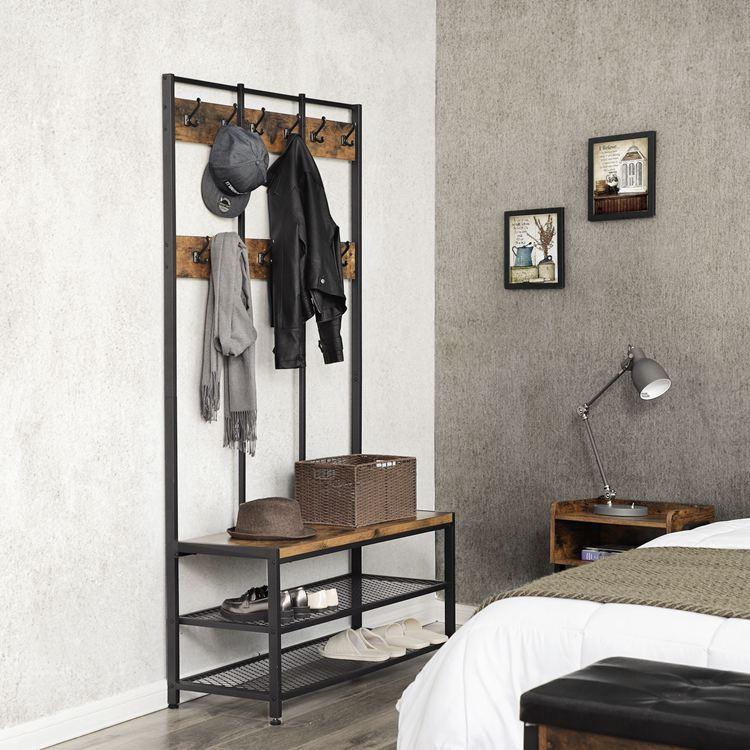 Garderoberek XL Industrieel Design | Houtlook en Staal | 100x40x186cm