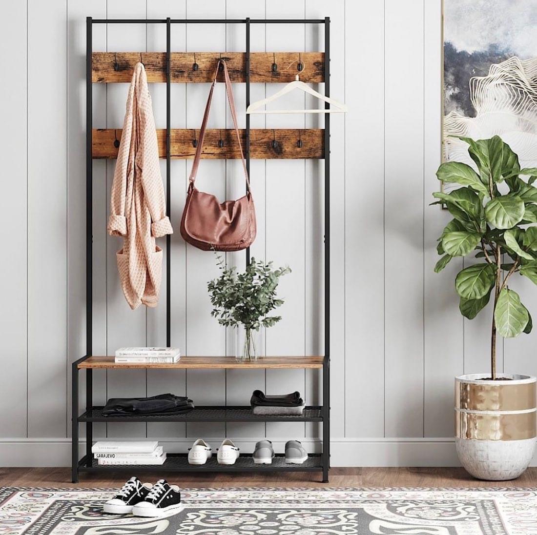 Garderoberek XL Industrieel Design | Houtlook en Staal | 100x40x186cm