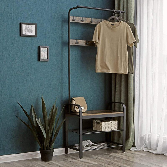 Garderoberek Industrieel Design | Houtlook en Staal | 72x33,7x183cm - Industrieelinhuis.nl