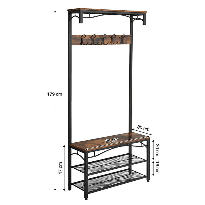 Garderoberek Industrieel Design | Houtlook en Staal | 80x30x179cm - Industrieelinhuis.nl