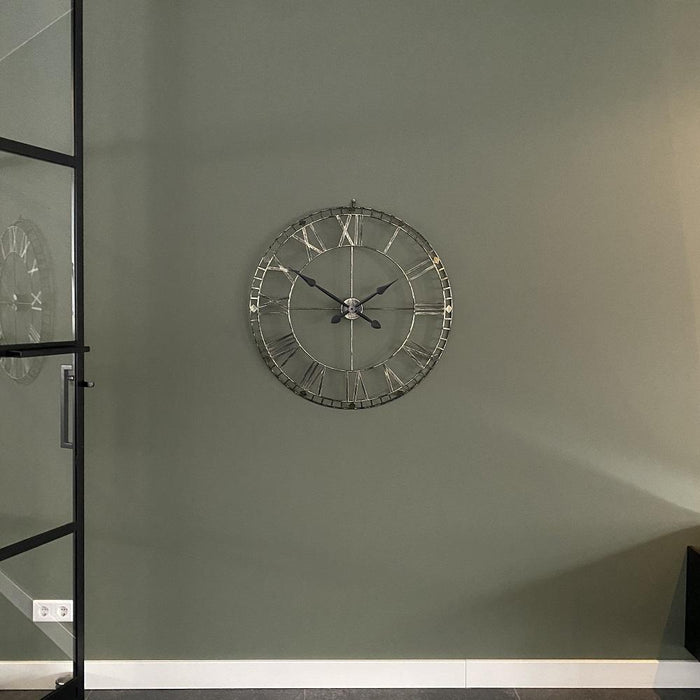 Klok Wandklok industrieel | Geborsteld Staal | ø 77cm - Industrieelinhuis.nl