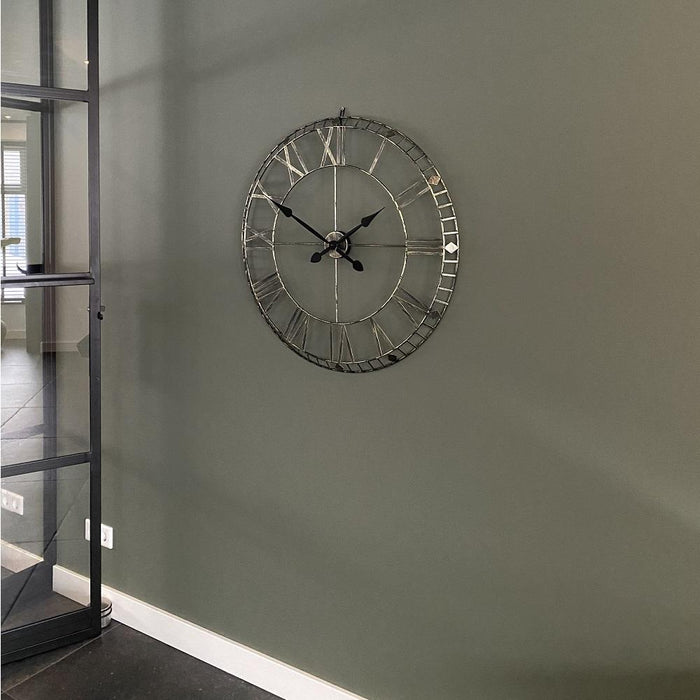 Klok Wandklok industrieel | Geborsteld Staal | ø 77cm - Industrieelinhuis.nl