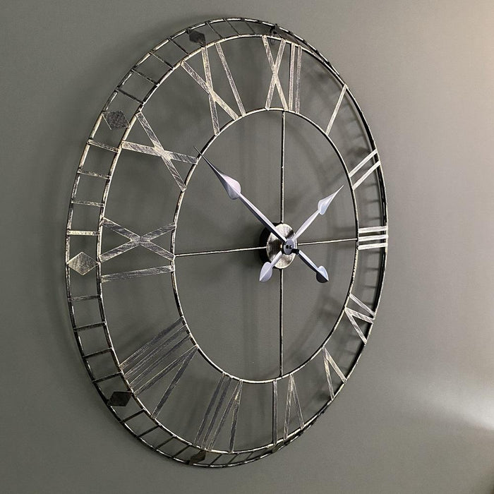 Klok Wandklok industrieel | Geborsteld Staal | ø 77cm - Industrieelinhuis.nl