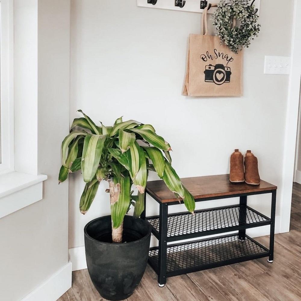 Industrieel schoenenrek | Houtlook en Staal | 73x30x45cm