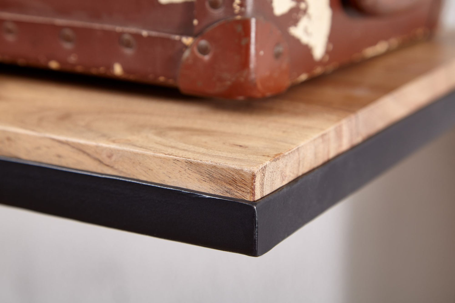 Wandkapstok hout metaal 70 cm kledingkast met plank hal haakstang