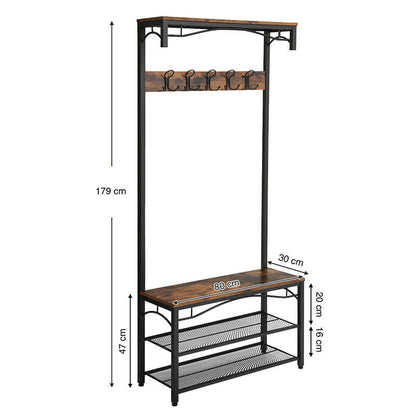 Kapstok met schoenenrek | 80x30x179cm