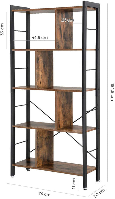 Schappenkast / Boekenkast Industrieel Design | Houtlook en Staal | 74x30x154,5cm - Industrieelinhuis.nl