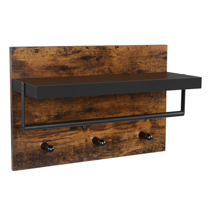 Wandkapstok Wandschap Industrieel Design | Houtlook en Staal | 60x21,5x40cm - Industrieelinhuis.nl
