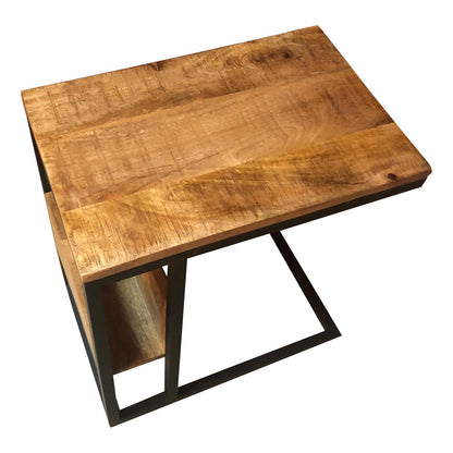 Laptoptafel mangohout | C vormige bijzettafel