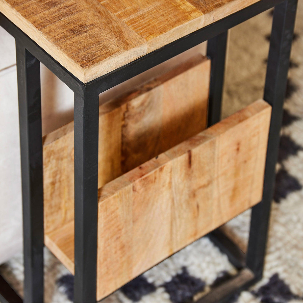 Laptoptafel mangohout | C vormige bijzettafel