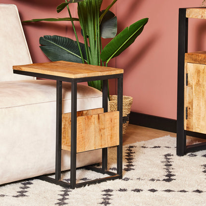 Laptoptafel mangohout | C vormige bijzettafel
