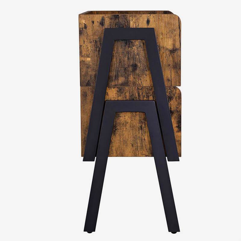 Nachtkastje Industrieel Design | Houtlook en Staal | 42x35x52cm