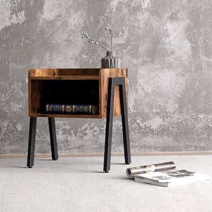 Nachtkastje Industrieel Design | Houtlook en Staal | 42x35x52cm