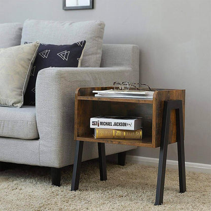 Nachtkastje Industrieel Design | Houtlook en Staal | 42x35x52cm
