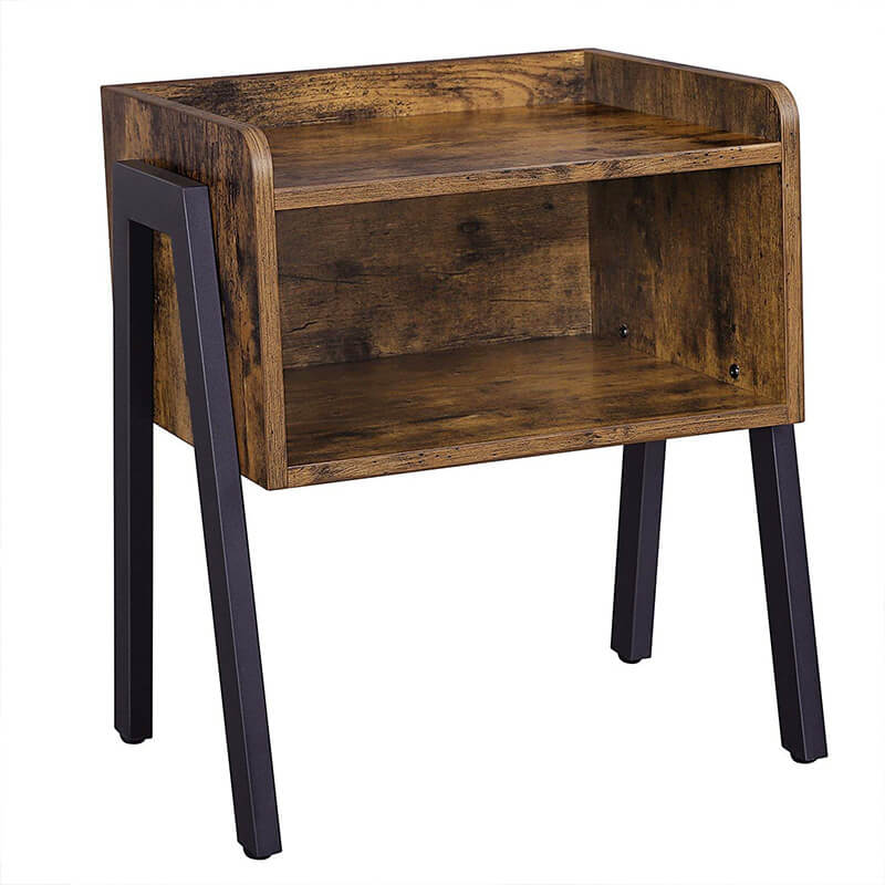 Nachtkastje Industrieel Design | Houtlook en Staal | 42x35x52cm