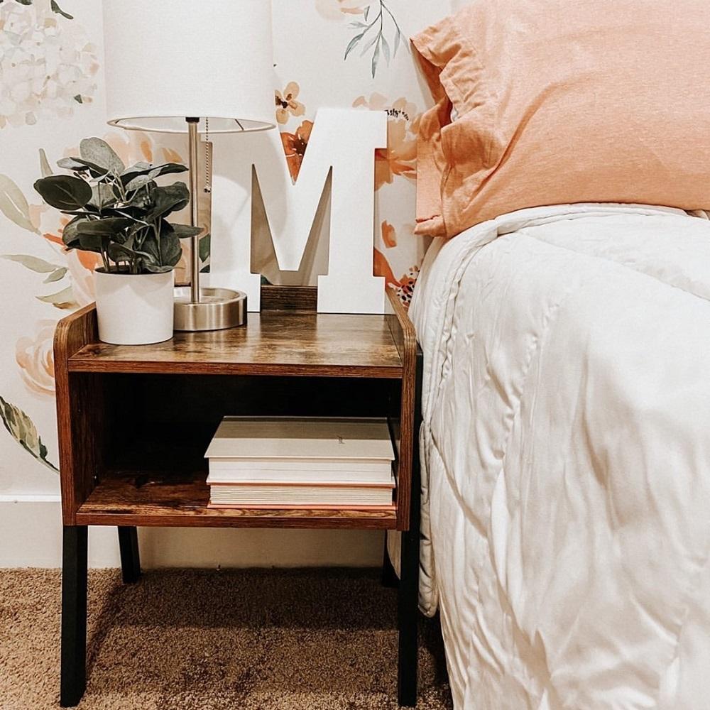 Nachtkastje Industrieel Design | Houtlook en Staal | 42x35x52cm