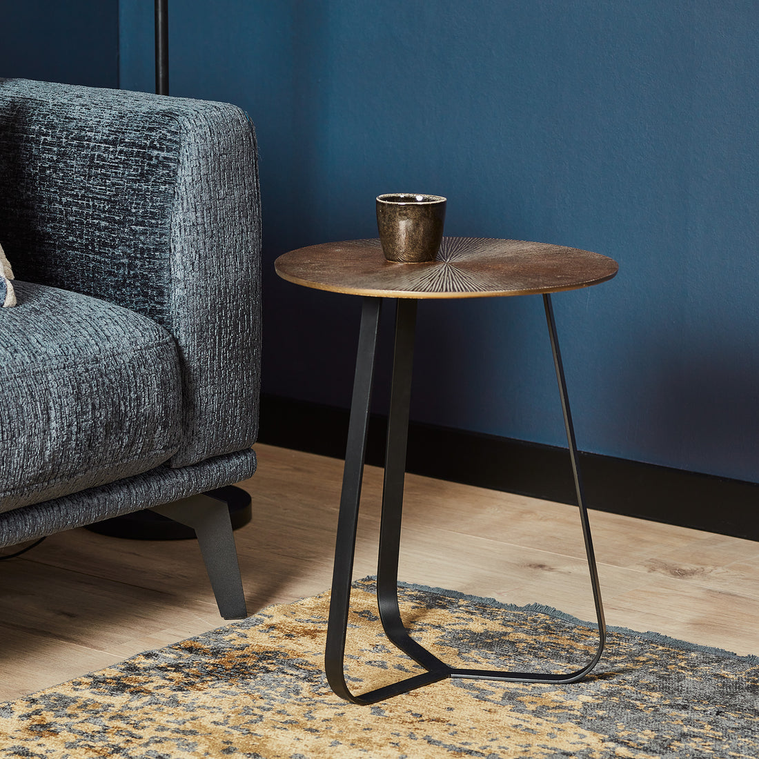Ronde salontafel in goud en zwart | Kate | 40 cm