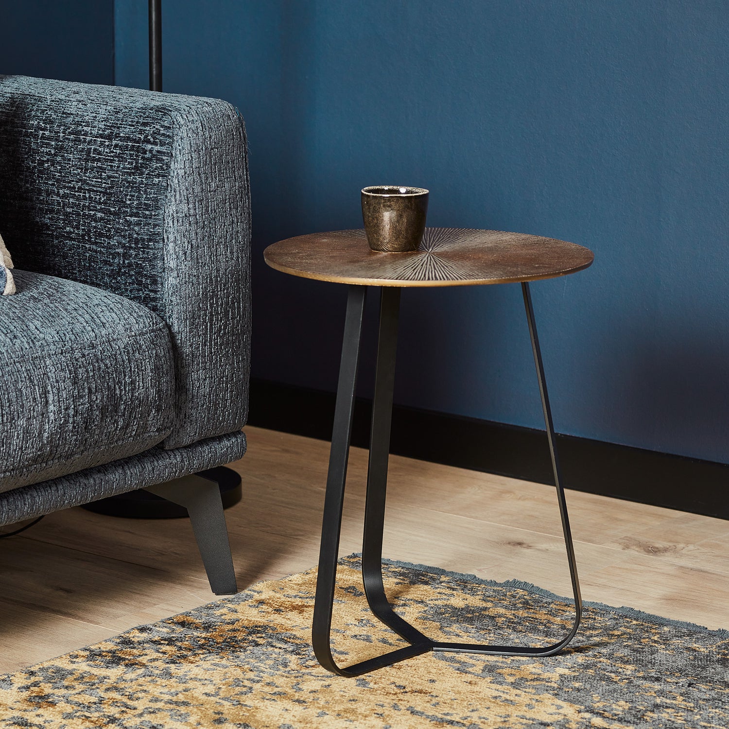 Ronde salontafel in goud en zwart | Kate | 40 cm