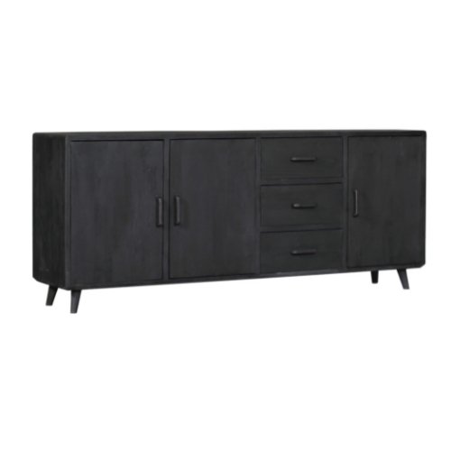 Dressoir Omaha Black | 220 cm - Industrieelinhuis.nl