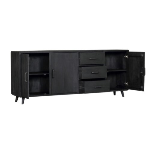 Dressoir Omaha Black | 220 cm - Industrieelinhuis.nl