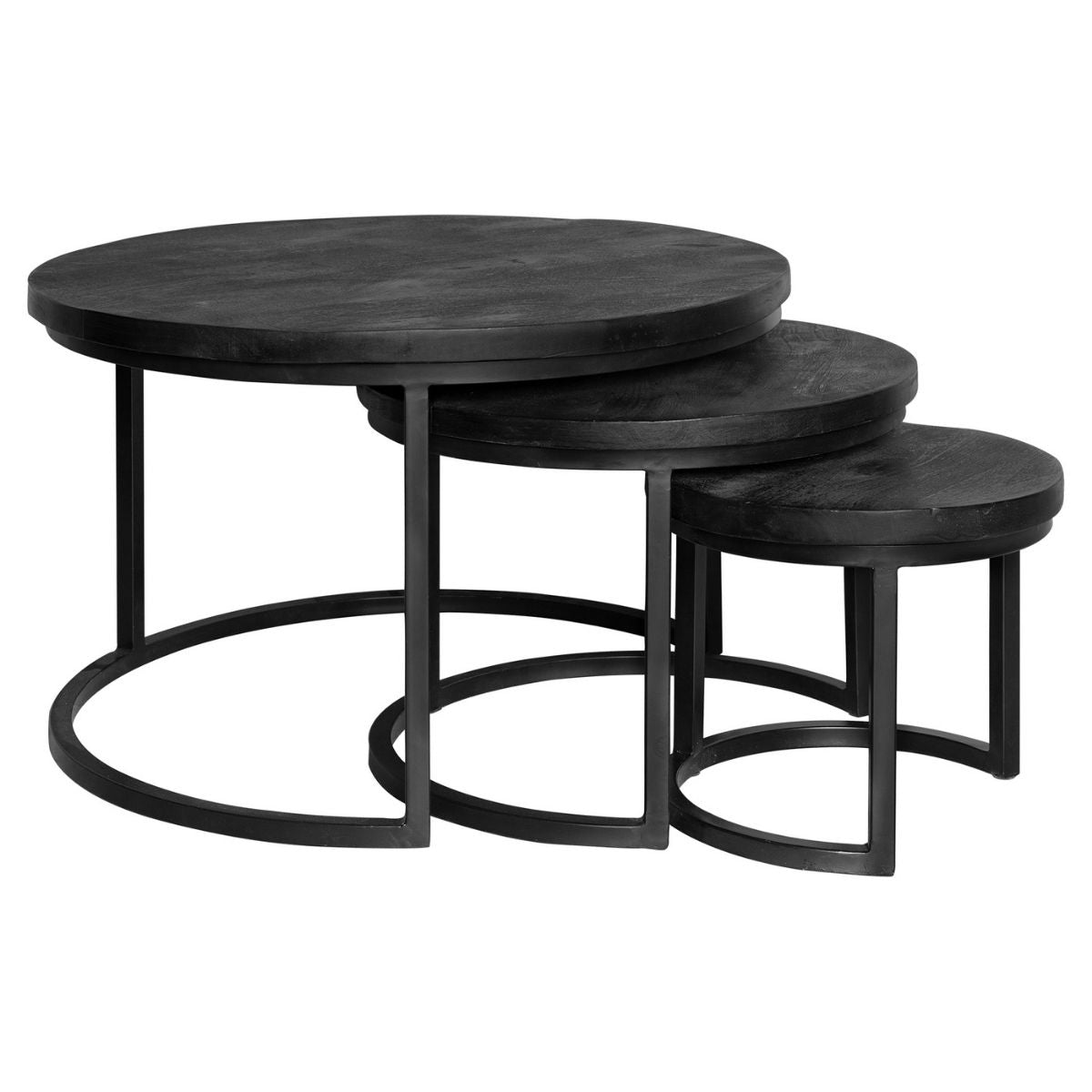Salontafelset Zwart New York | Mangohout | Set van 3