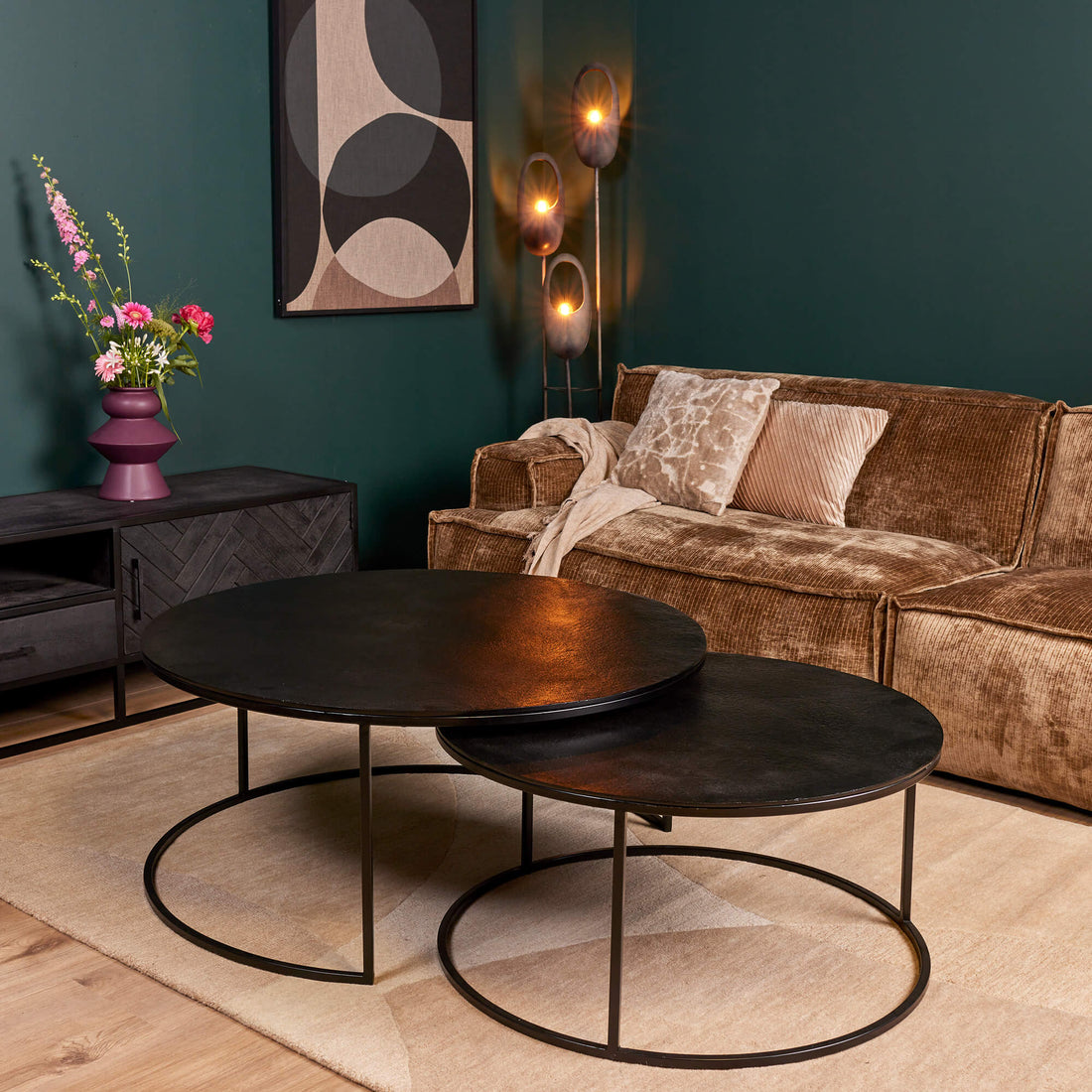 Zwarte Salontafel set Rond Aluminium