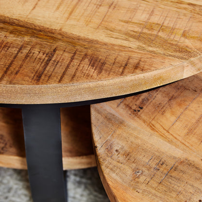 Salontafel Paras rond | Mangohout Staal | 90 cm