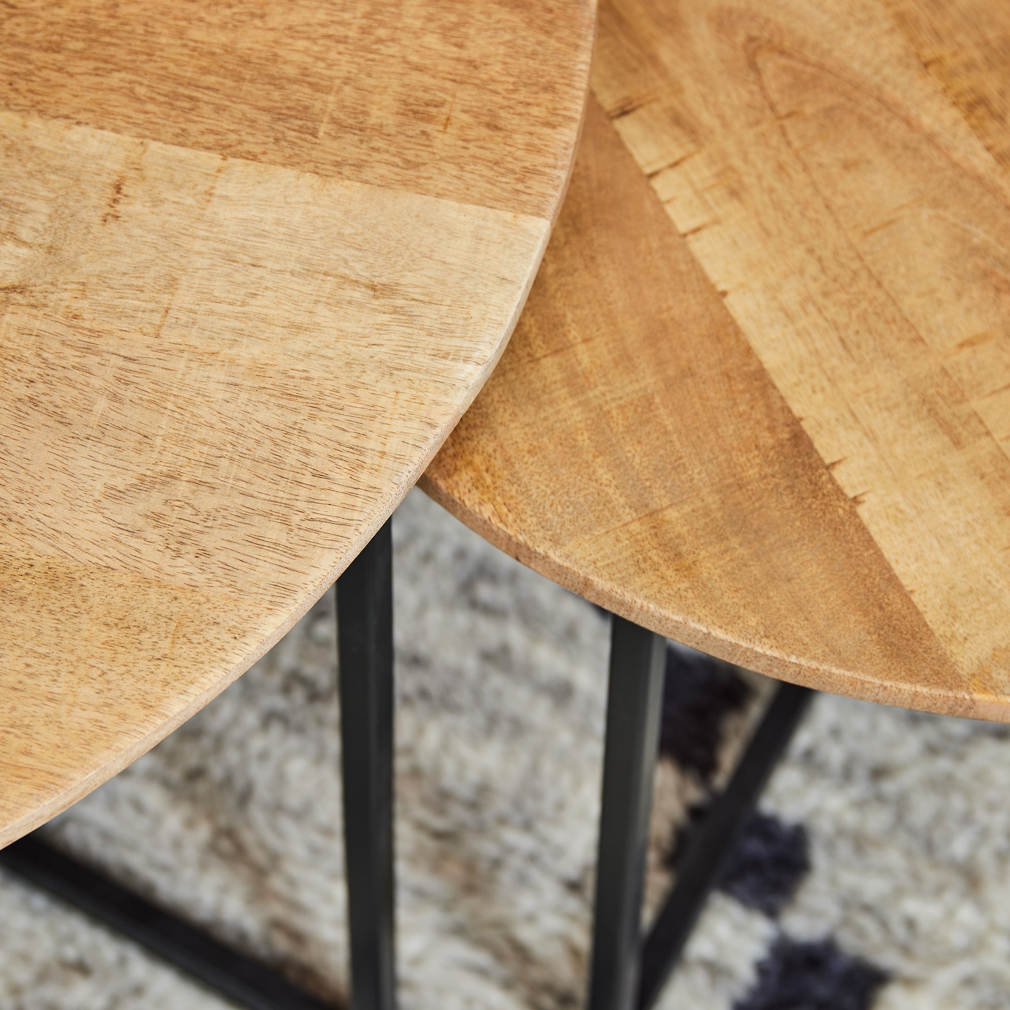 Salontafels rond Mangohout Staal Arlington | Set van 2 | 70 cm