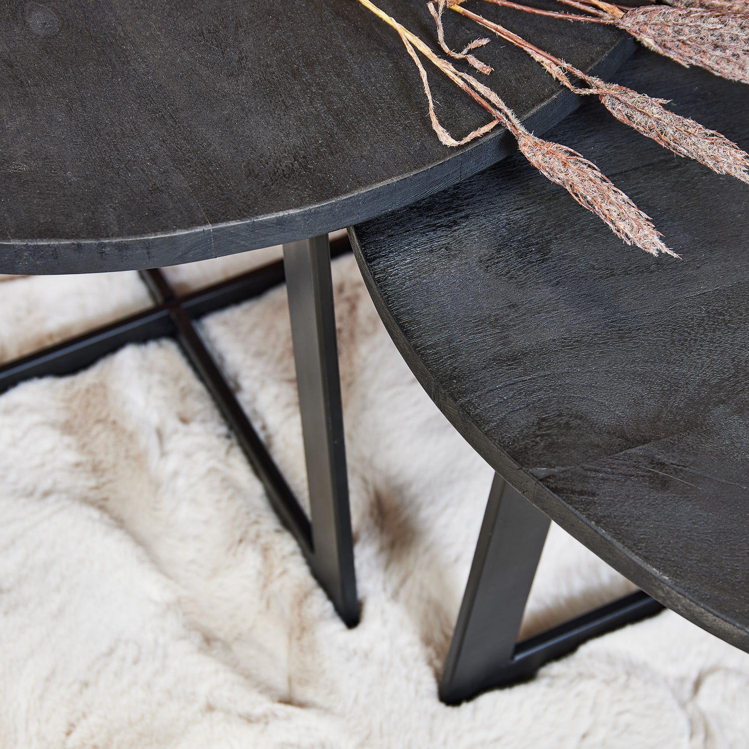 Salontafel set zwart rond Austin | Ø 70 cm