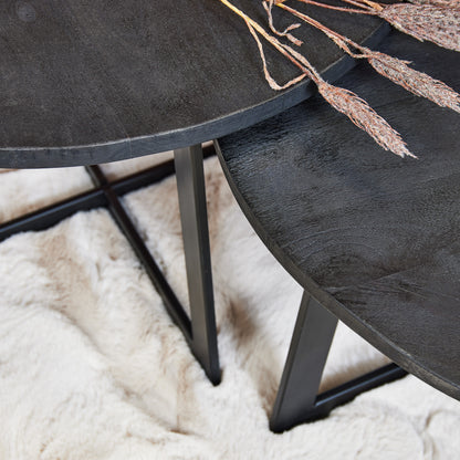 Salontafel set zwart rond Austin | Ø 70 cm