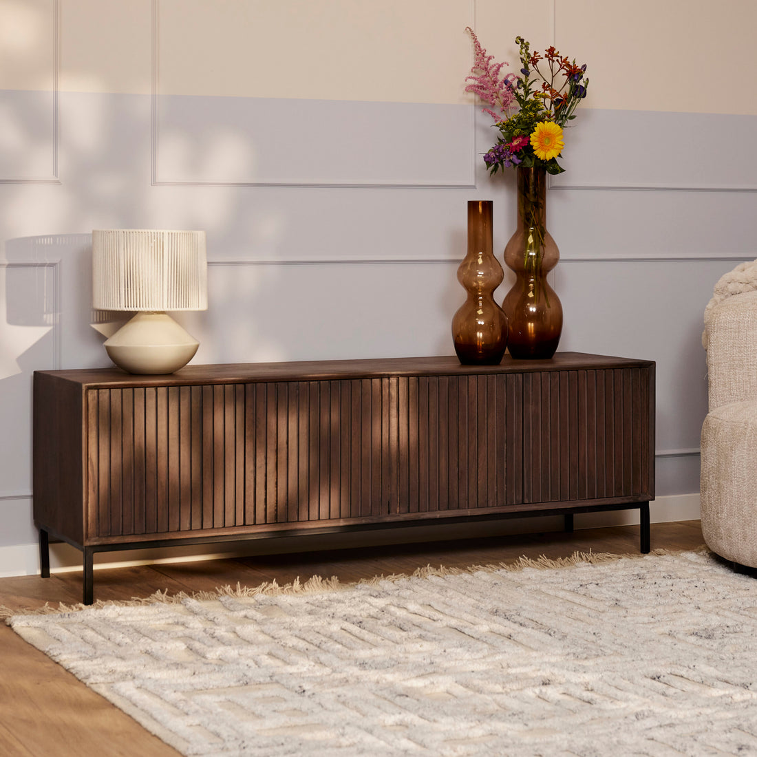 Tv meubel Madison Walnoot | 165 cm - Industrieelinhuis.nl