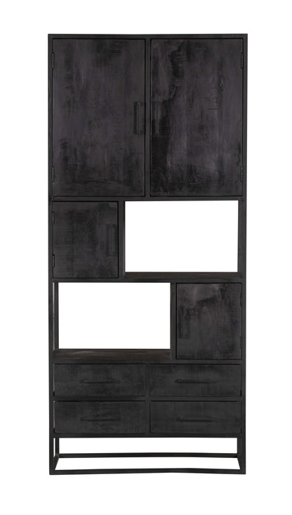 Vakkenkast Denver Black | Mangohout en staal | 90 cm - Industrieelinhuis.nl