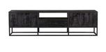 Tv meubel Denver Black 180 cm | Mangohout en staal - Industrieelinhuis.nl