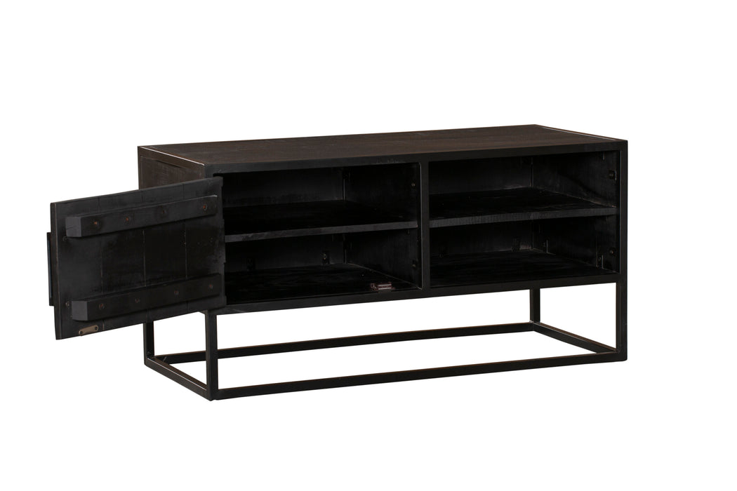 Tv meubel Denver Black 100 cm | Mangohout en staal - Industrieelinhuis.nl