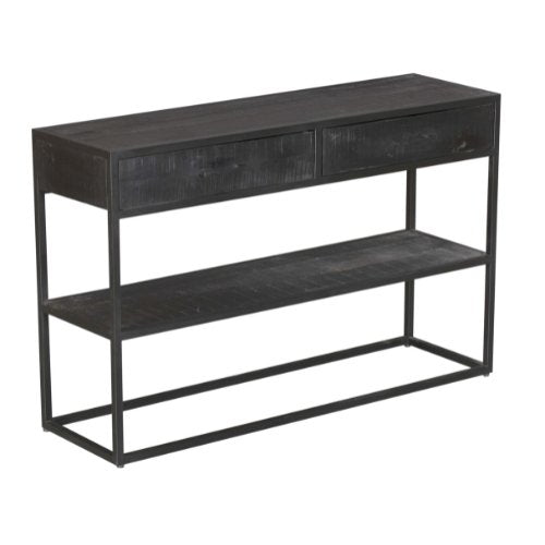 Sidetable Denver Black | 2 lades - Industrieelinhuis.nl