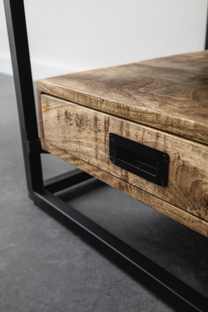 Salontafel Bijzettafel Industrieel Design | Mangohout en Staal | 60x60x45