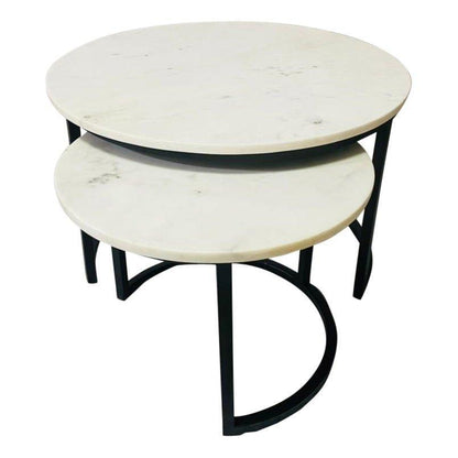 Salontafel Nova | Set van 2 | Rond | Wit marmer