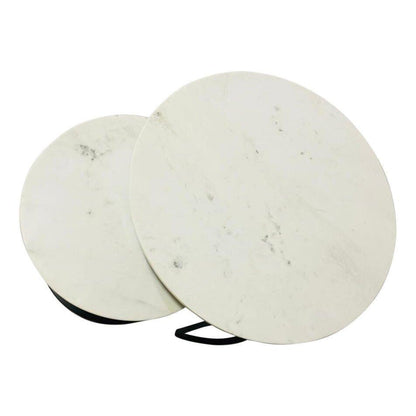 Salontafel Nova | Set van 2 | Rond | Wit marmer