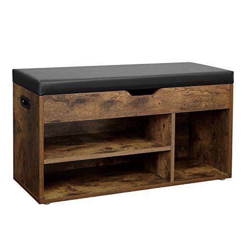 Schoenenbank industrieel | Houtlook en Staal | 80x30x44cm