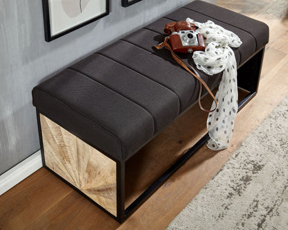 Schoenenbank zwart met kussen | 105 cm x 40 cm x 40 cm |