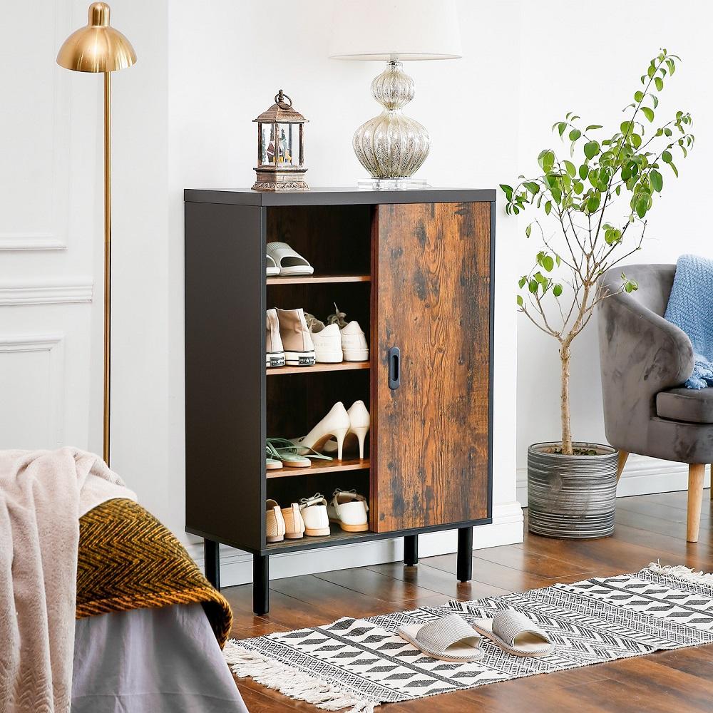 Schoenenkast hout en Staal | 70x35x100cm