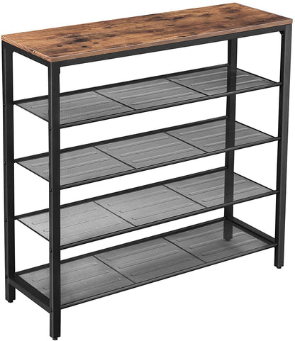 Schoenenrek industrieel | Houtlook en Staal | 100x30x92,5cm