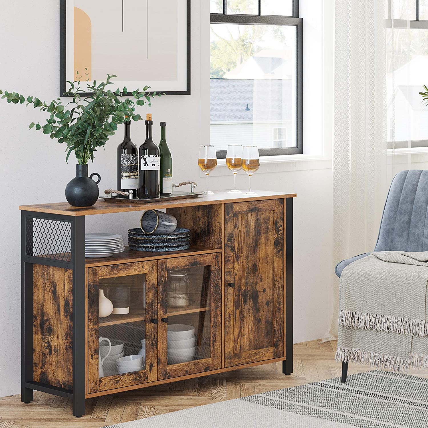 Servieskast laag | Houtlook en Staal | 110x33x75cm