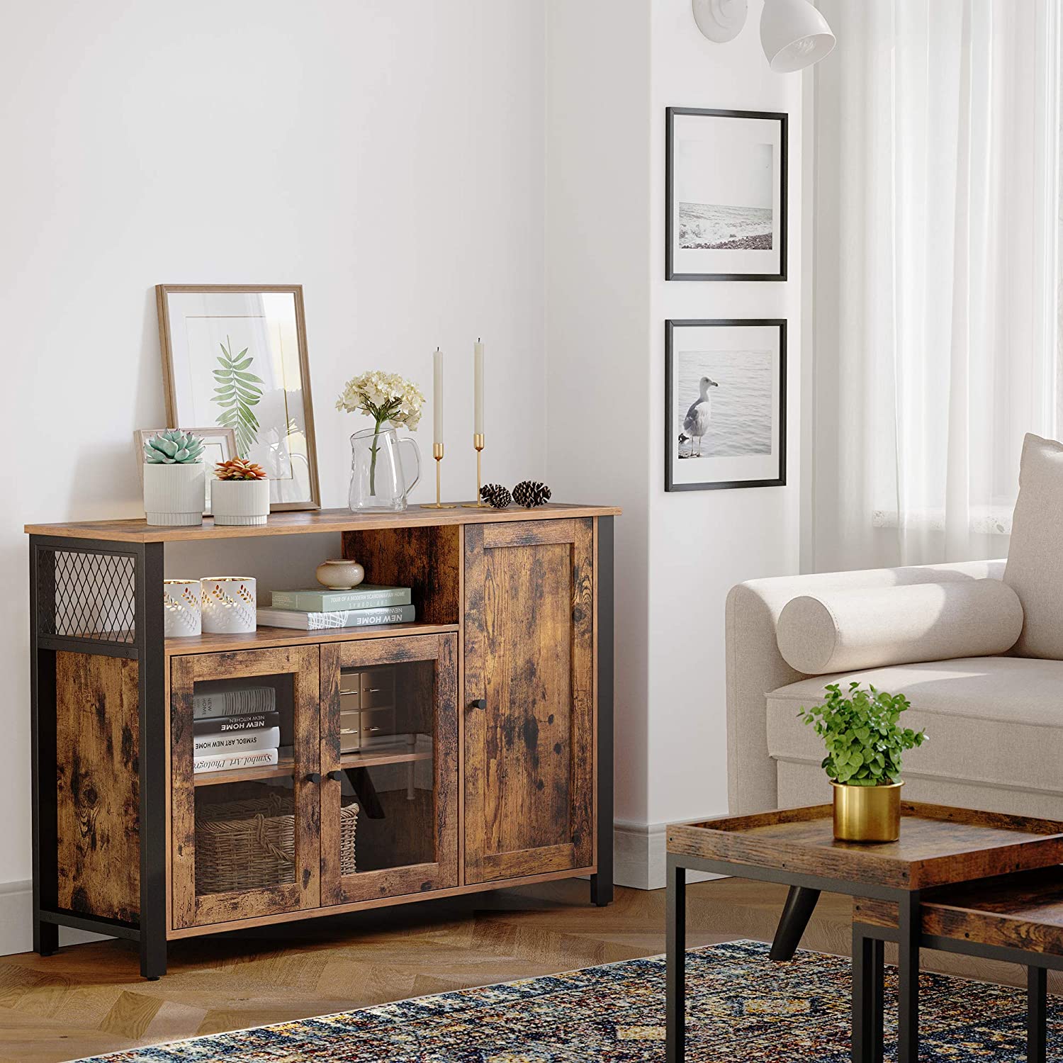 Servieskast laag | Houtlook en Staal | 110x33x75cm