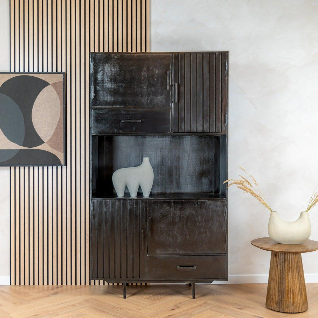 Servieskast zwart Fika 4 deurs 2 lades zwart 106cm