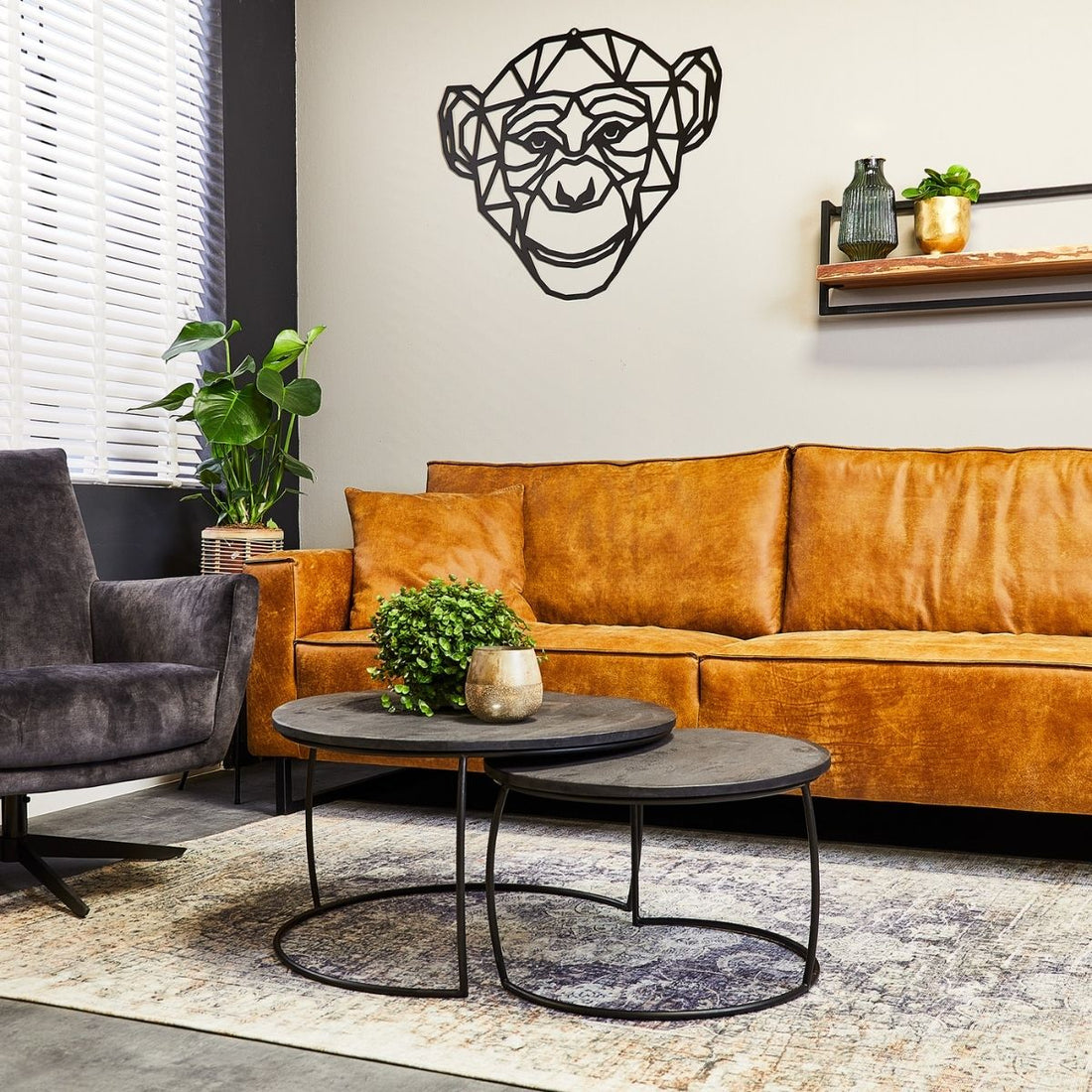Salontafel set Zwart | Set van 2 | Rond Ø70
