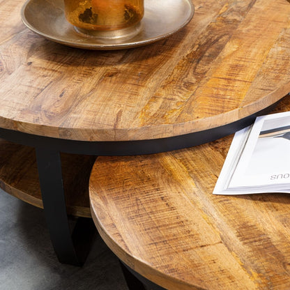 Salontafel Paras rond | Mangohout Staal | 90 cm