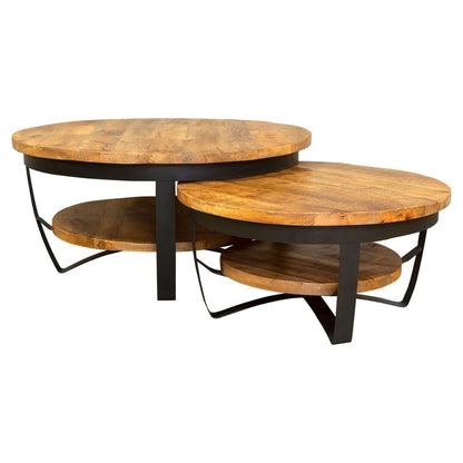 Salontafel Paras rond | Mangohout Staal | 90 cm